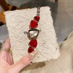 Metal Strap Watch for Women (Red)